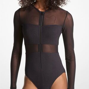 🖤Michael Michael Kors Stretch Nylon Zip-Up Swimsuit – Black (Size 4)